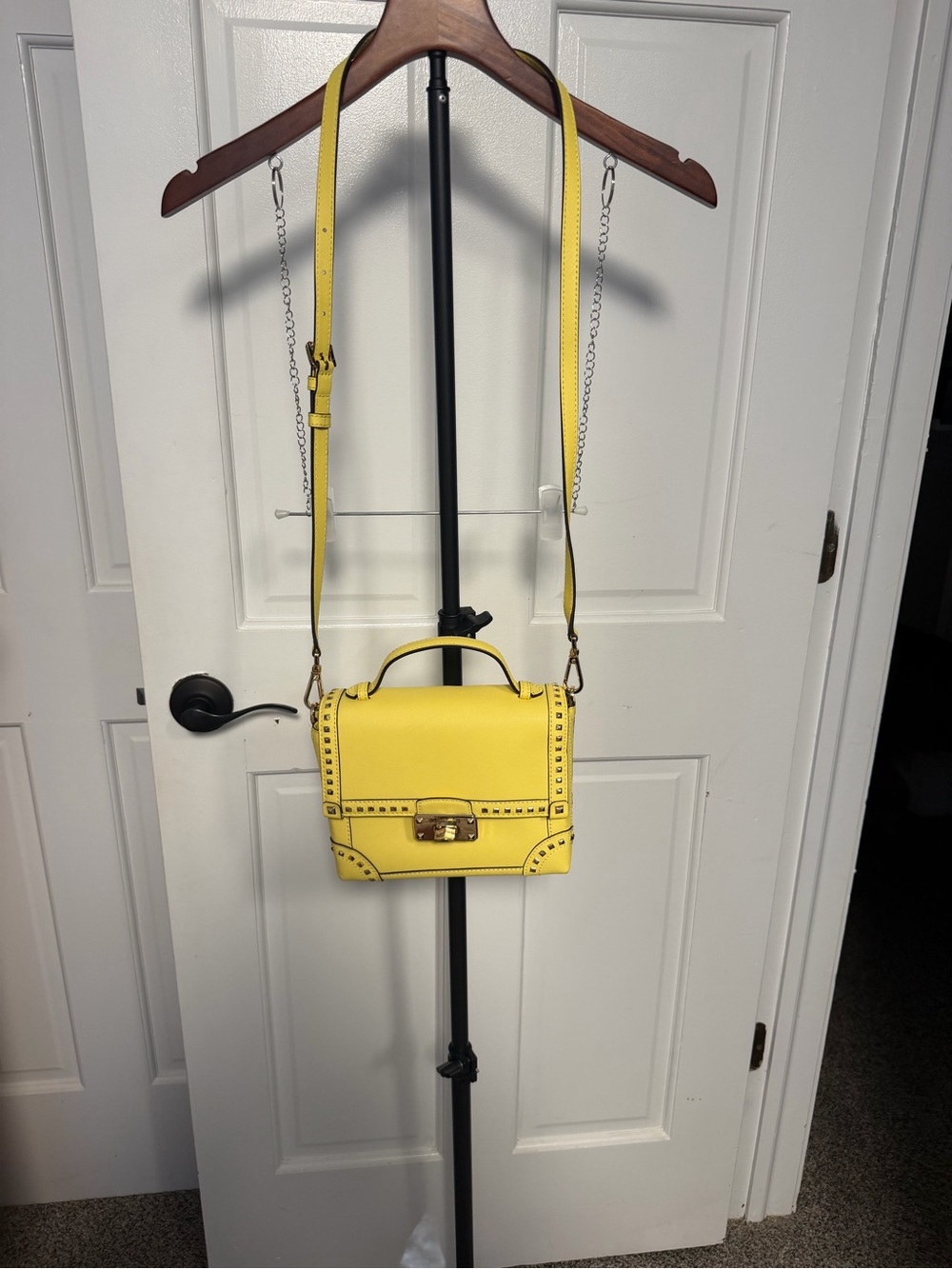 Michael Kors Yellow Studded Leather Satchel with Card Case - Picture 15 of 15